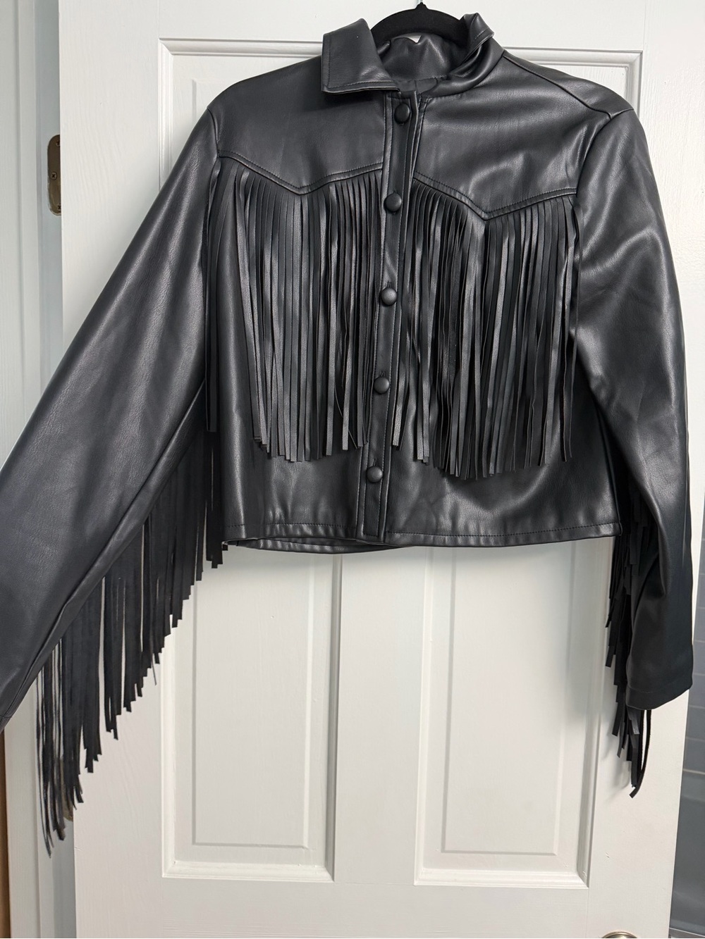 wild fable Black Fringe Leather Jacket